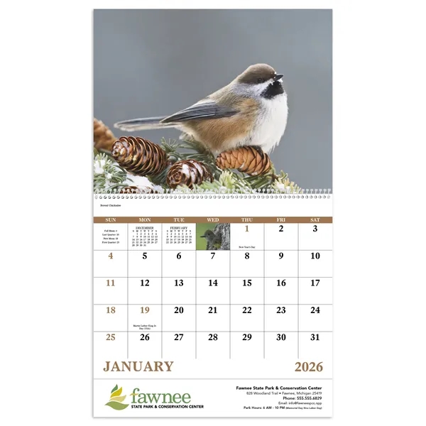 White color option for Birds Of North America Spiral Calendar