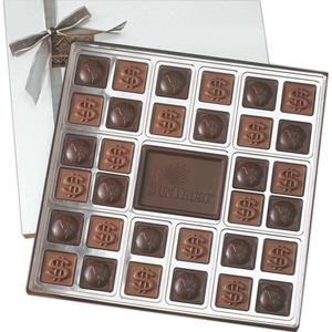 Photo of Custom Molded 32 Piece Chocolate Squares Gift Box
