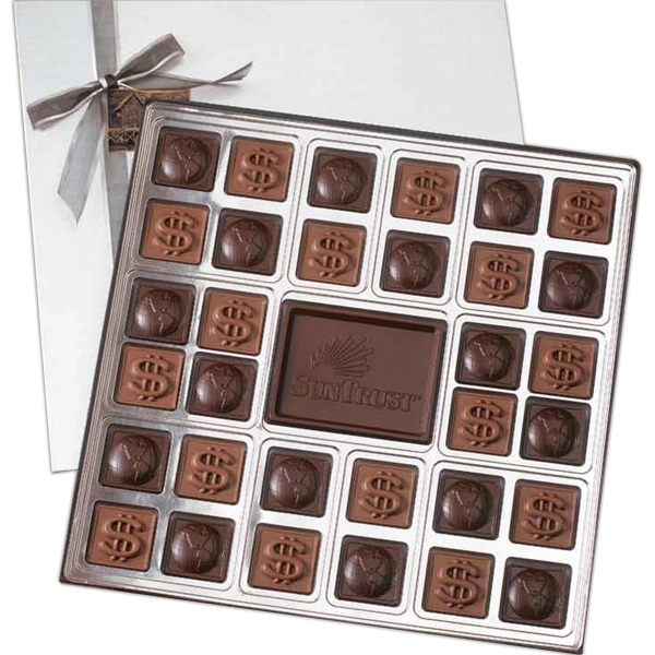 Silver color option for Double Layer Custom Chocolate Squares Gift Box