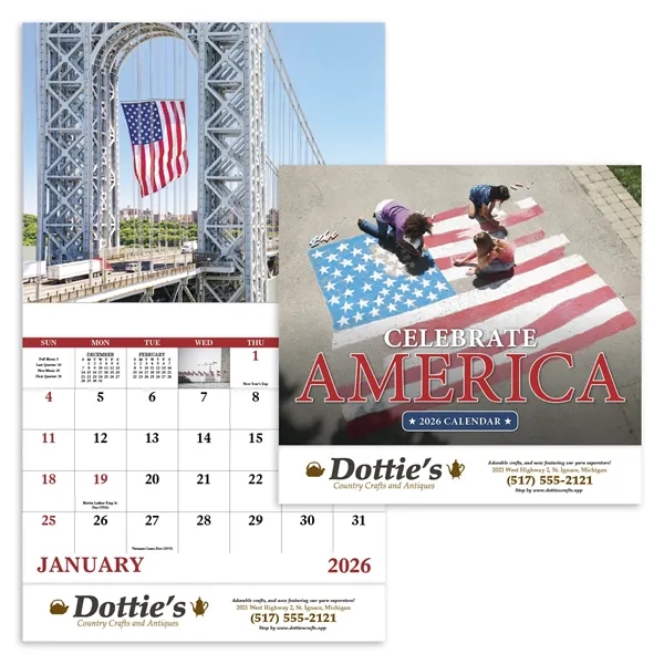 White color option for Celebrate America Stapled Calendar