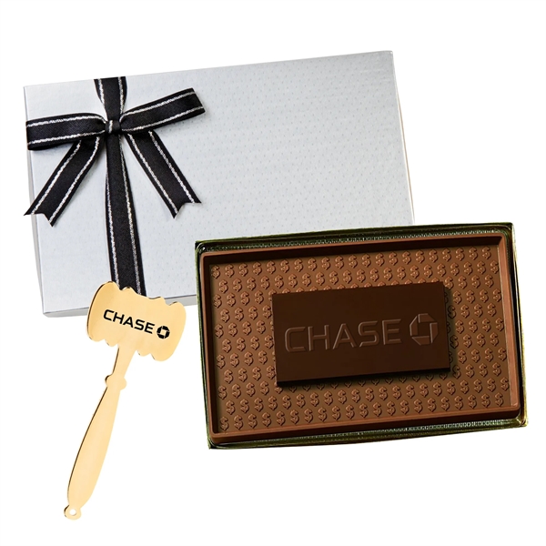 Silver color option for 8 Oz. Two Tone Chocolate Bar In Gift Box