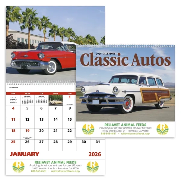 White color option for Classic Autos Spiral Calendar