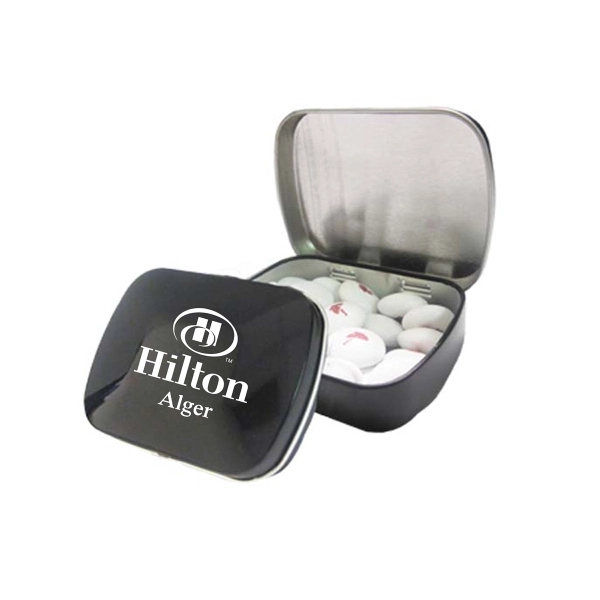 Black color option for Domed Tin Filled With Personalized Chocolate Buttons