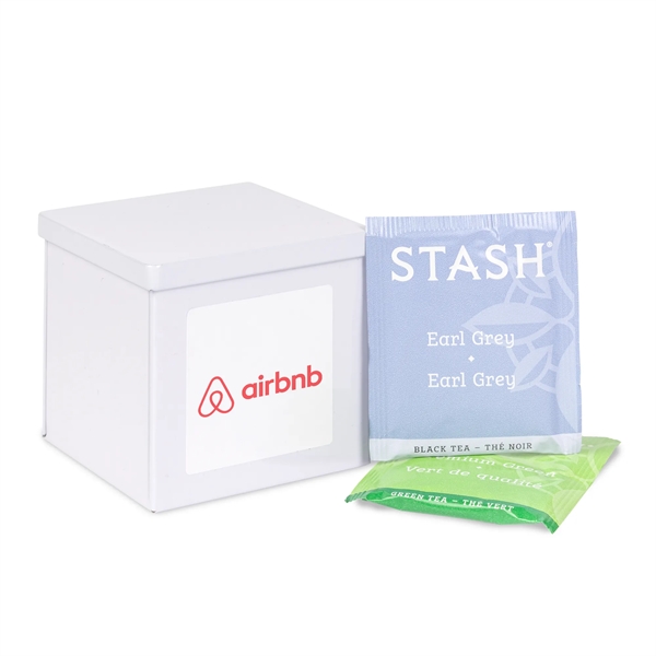 White color option for White Canister With Label Filled With Stash Tea Assortment