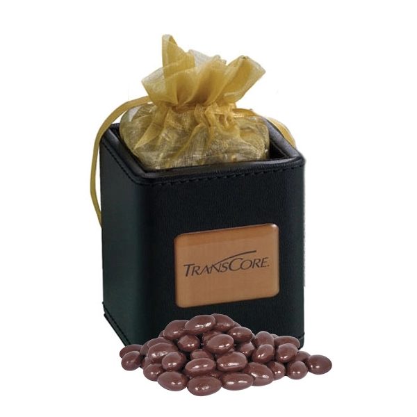 Black color option for X Cube Pen Holder Filled With Dark Chocolate Almonds