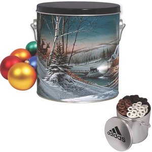 Photo of Imprinted One Gallon Tin With Chocolate And Yogurt Pretzels
