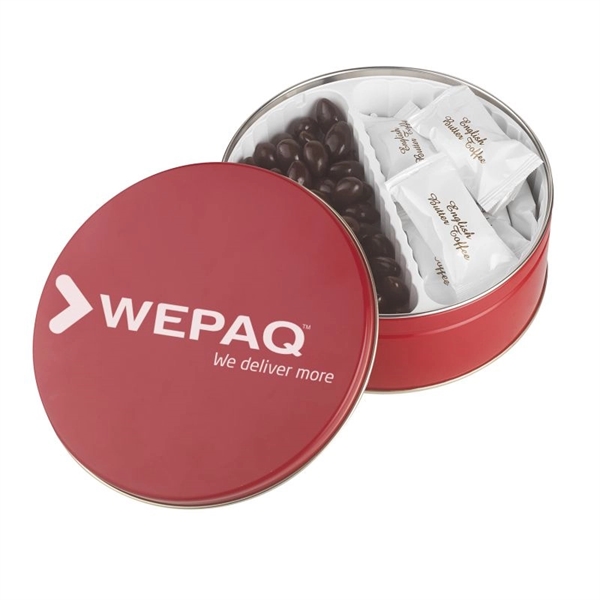Red color option for Collector Tin Filled With English Butter Toffee/Almonds