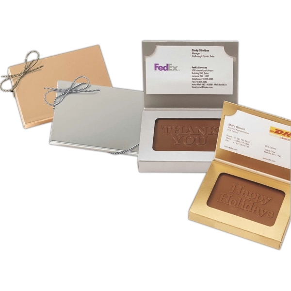 Brown color option for Custom Molded Rectangle Chocolate Piece Business Card Box