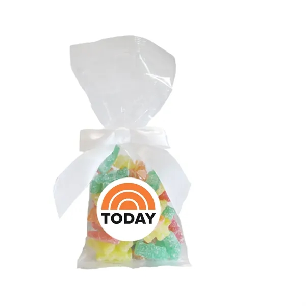 Clear color option for Sour Kids Candy In Stand Up Mug Drop Bag With Bow