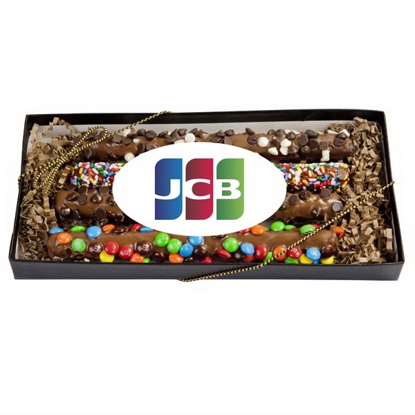 White color option for Decorated Gourmet Pretzel Gift Box W Customized Label