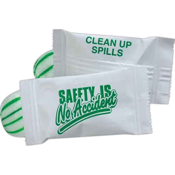 White-Green color option for Stock "Safety" Individual Spearment Wrapped Candy
