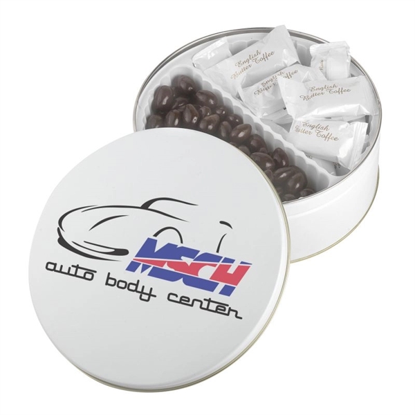 White color option for Warm Wishes Tins   English Butter Toffee & Dark Choc Almonds