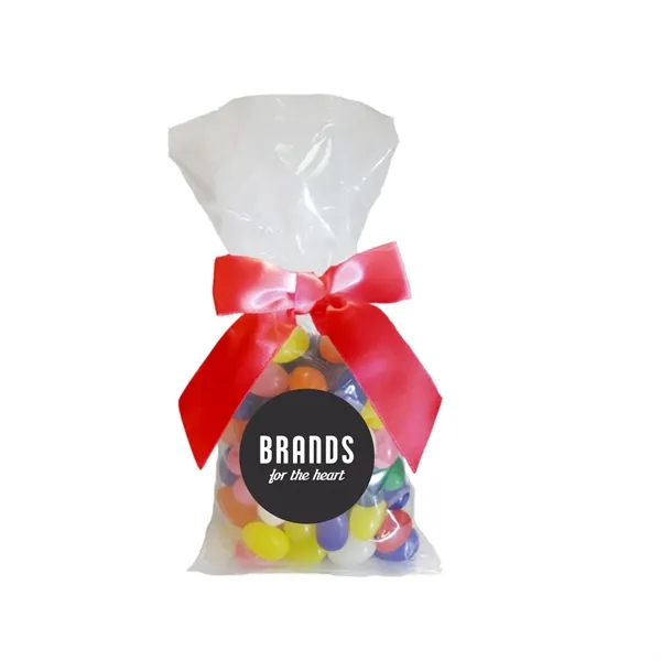 Clear color option for Assorted Jelly Beans Candy In Stand Up Mug Drop Bag With Bow