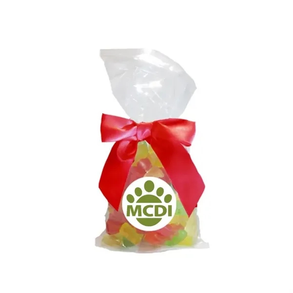 Clear color option for Gummy Bears Candy In Stand Up Mug Drop Bag With Bow