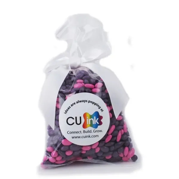 Clear color option for Chocolate Sunflower Seeds In Stand Up Mug Drop Bag With Bow