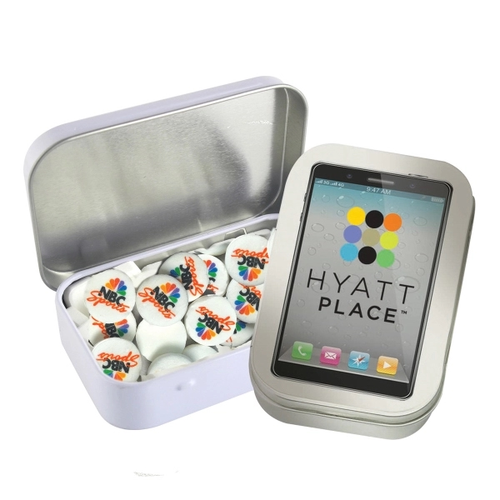 Photo of Rectangular Tin   Imprinted Round Mints