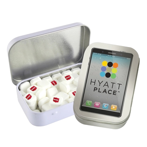 Photo of Rectangular Tin With Imprinted Square Mints