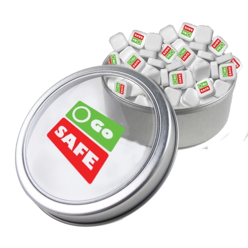 Main photo of Small Top View Tin   Imprinted Square Mints