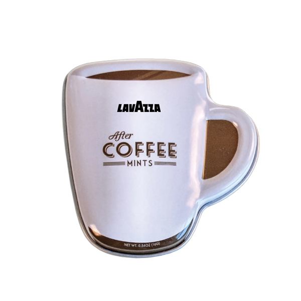 White-Brown color option for Coffee Mug Tin Filled With Mints
