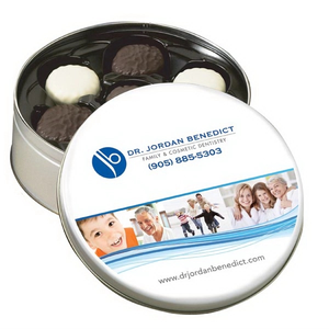 Photo of Collector Tin Filled With Chocolate Covered Sandwich Cookies