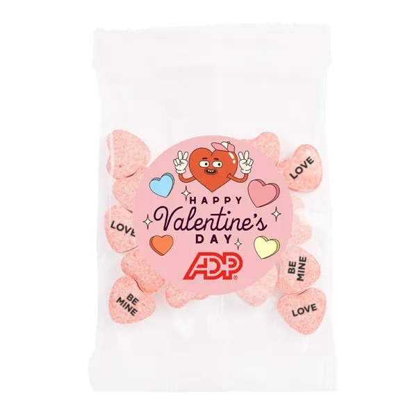 Assorted color option for 1/2 Oz. Snack Pack   Imprinted Conversation Hearts