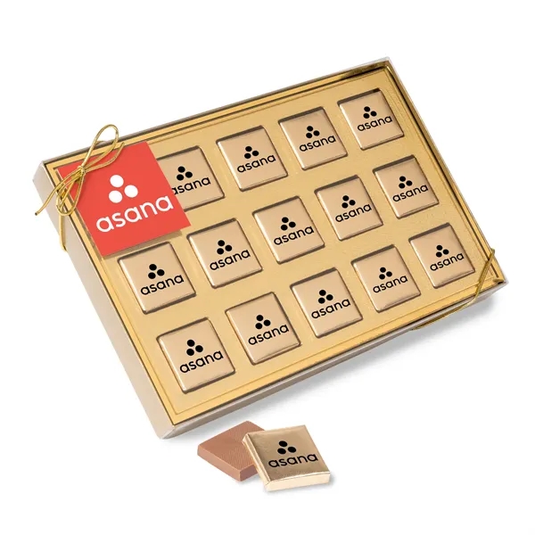 Gold color option for Fifteen Piece Chocolate Foiled Square Box