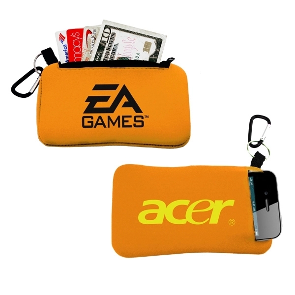 Orange color option for Smartphone Holder With Zippered Pouch