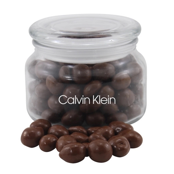 Clear color option for Chocolate Covered Peanuts In A Glass Jar With Lid