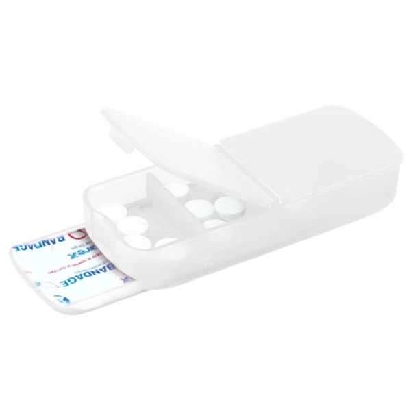 Translucent Clear color option for Bandage Dispenser With Pill Case