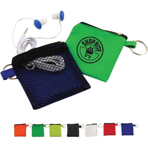 Photo of Keyhain Pouch With Button Style Earbuds