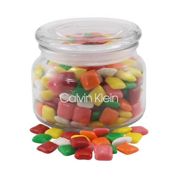 Clear color option for Mini Chicklets Gum In A Glass Jar With Lid