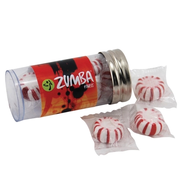 Clear color option for Starlight Peppermints In A 3 " Plastic Tube With Metal Cap