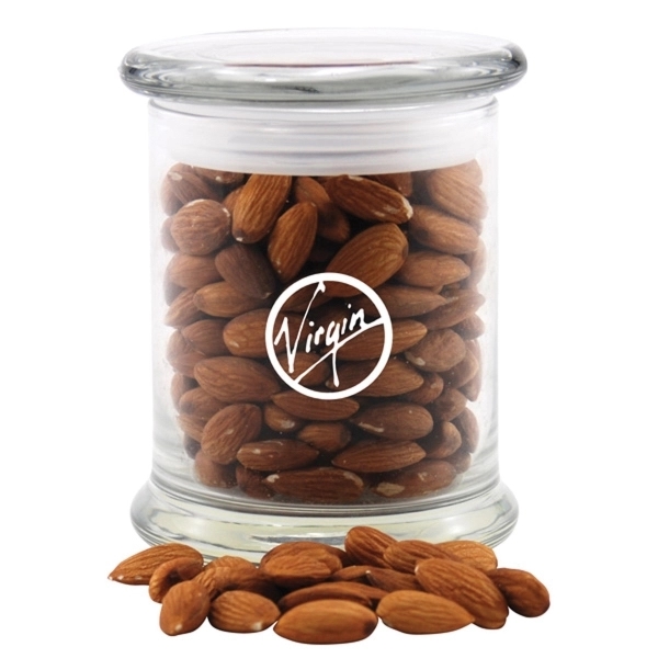 Clear color option for Almonds In A Large Round Glass Jar With Lid