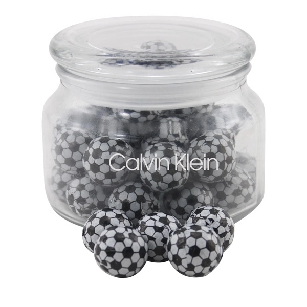 Clear color option for Chocolate Soccer Balls In A Glass Jar With Lid