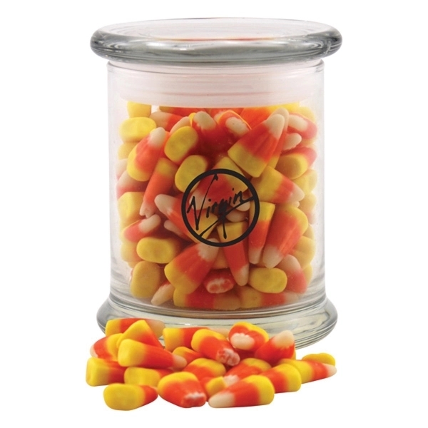 Clear color option for Candy Corn In A Large Round Glass Jar With Lid