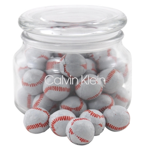 Photo of Chocolate Baseballs In A Glass Jar With Lid