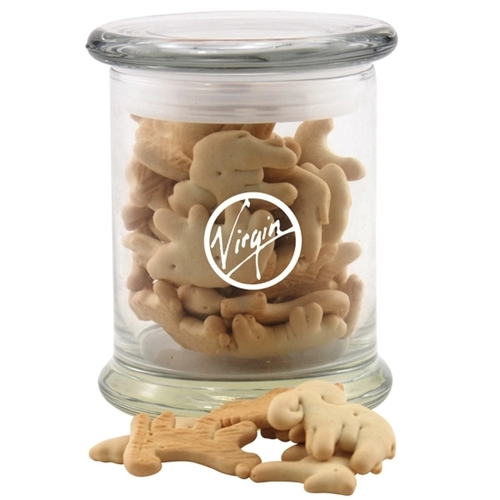 Main photo of Animal Crackers In A Large Round Glass Jar With Lid