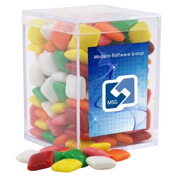 Clear color option for Mini Chicklets Gum In A Clear Acrylic Square Box