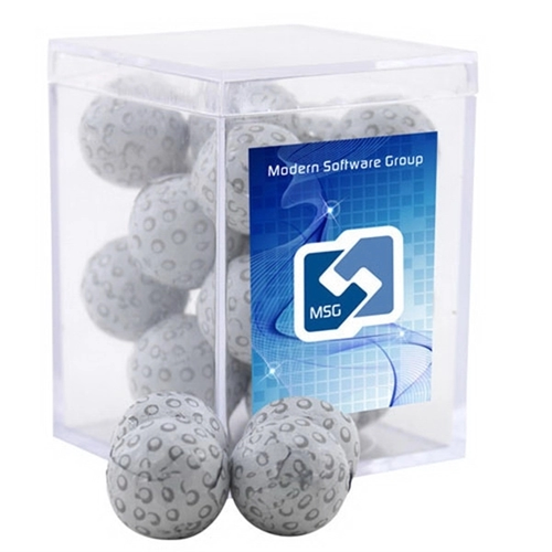 Main photo of Chocolate Golf Balls In A Clear Acrylic Square Box