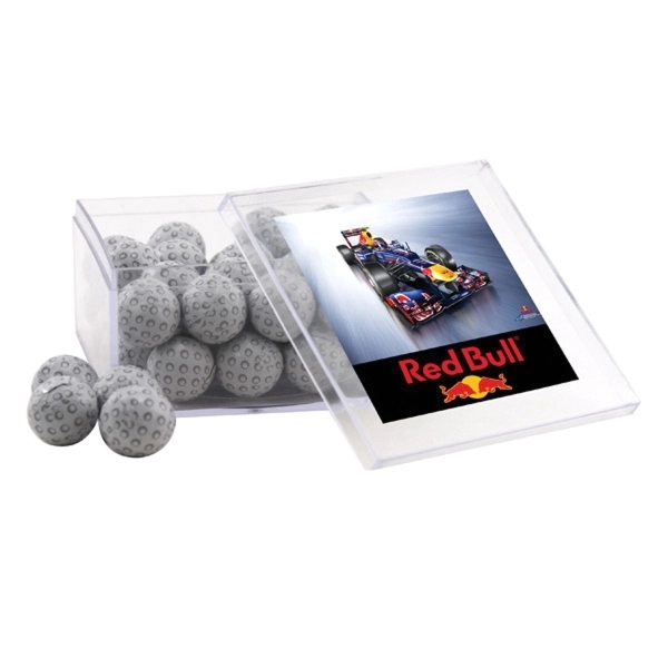 Clear color option for Chocolate Golf Balls In A Clear Acrylic Large Box