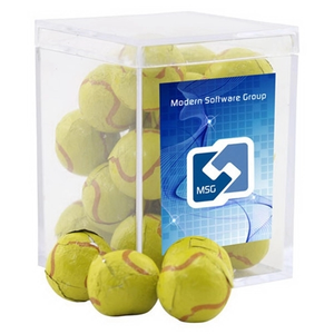 Photo of Chocolate Tennis Balls In A Clear Acrylic Square Box