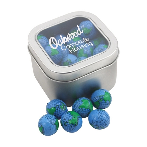 Main photo of Large Tin With Window Lid And Chocolate Globes