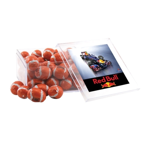 Main photo of Chocolate Footballs In A Clear Acrylic Large Box
