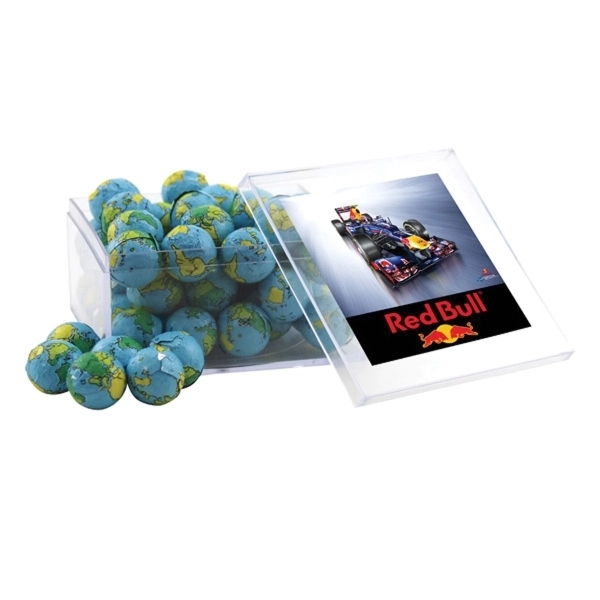 Clear color option for Chocolate Globes In A Clear Acrylic Large Box