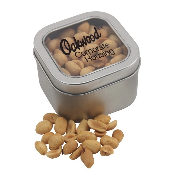 Silver color option for Large Tin With Window Lid And Peanuts