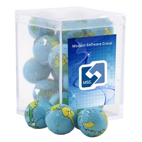 Clear color option for Chocolate Globes In A Clear Acrylic Square Box