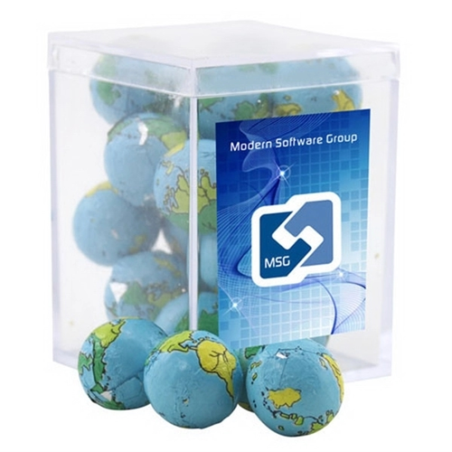 Main photo of Chocolate Globes In A Clear Acrylic Square Box