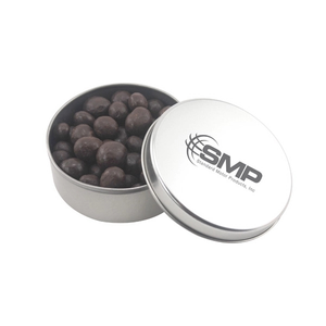 Photo of Large Round Metal Tin With Lid And Chocolate Espresso Beans