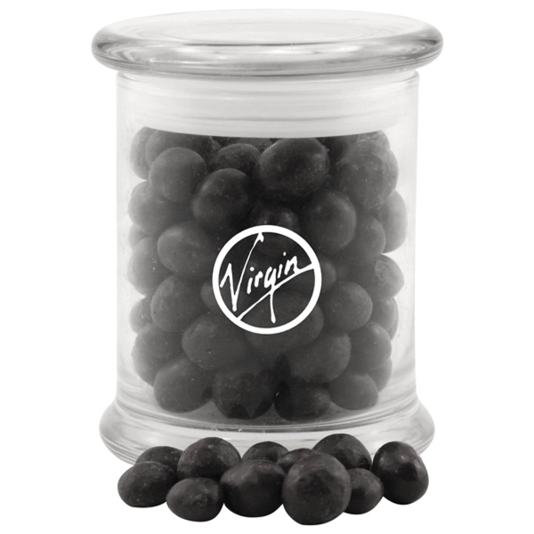 Clear color option for Chocolate Espresso Beans In A Large Round Glass Jar With Lid