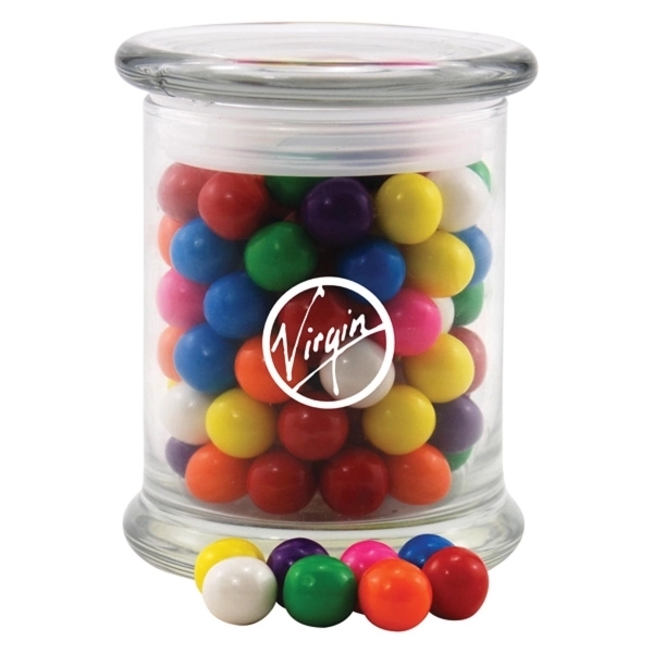 Clear color option for Gumballs In A Large Round Glass Jar With Lid